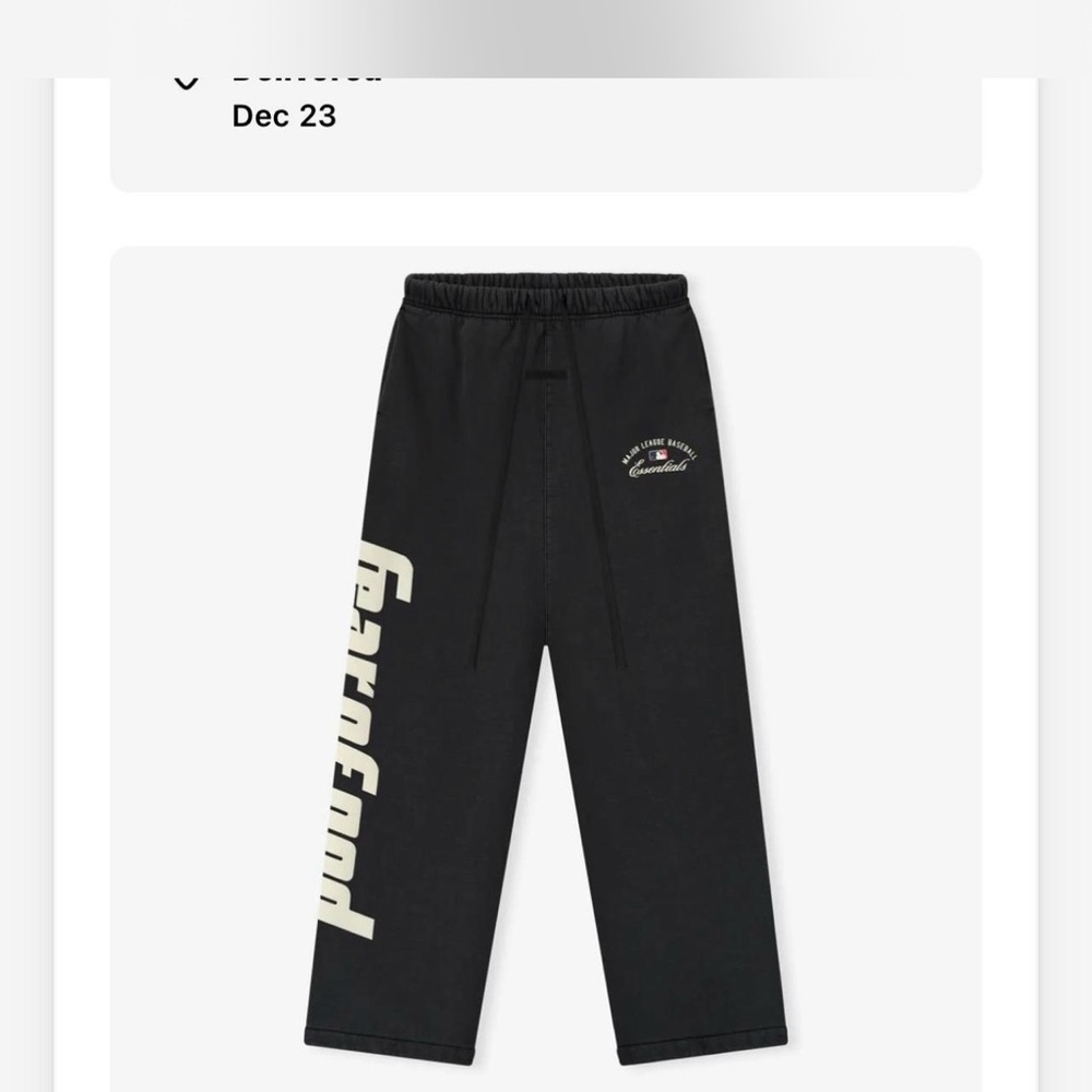 Fear of God Black and Cream Logo Sweatpants